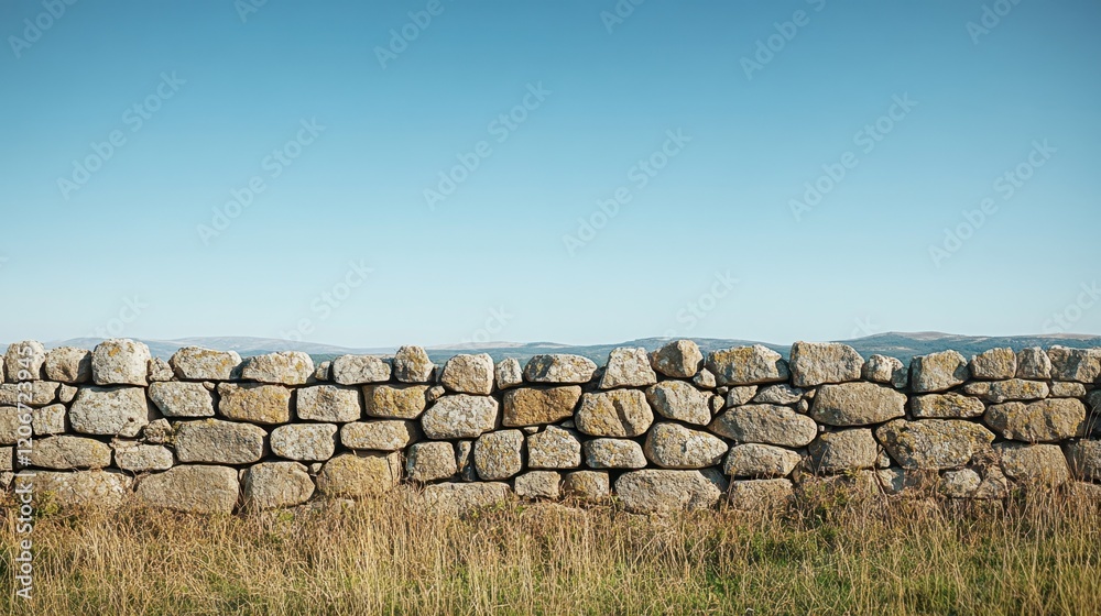 Majestic Ancient Stone Wall Standing Tall in Scenic Landscape Majestic Ancient Stone Wall Standing Tall in Scenic Landscape