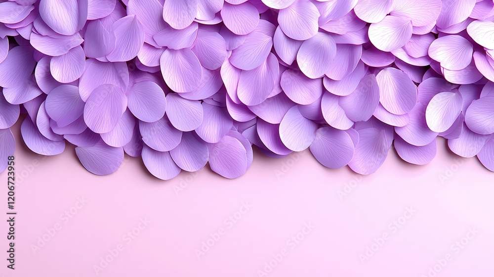 Fototapeta premium Lavender Flower Petals Border on Pink Background Floral Design Nature Texture