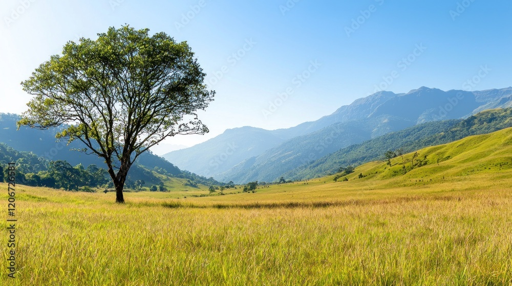 Solitary Tree in Mountain Valley Solitary Tree in Mountain Valley