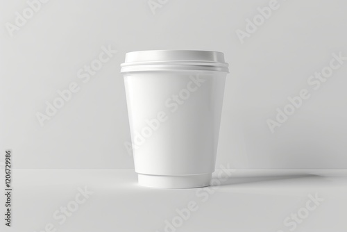 Wallpaper Mural White disposable coffee cup with lid on plain background. (1) Torontodigital.ca