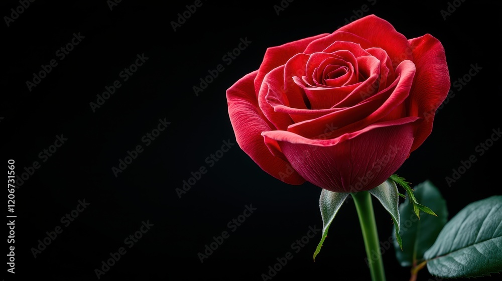Single Red Rose Flower Bloom Close Up Dark Background Valentine s Day Romance Single Red Rose Flower Bloom Close Up Dark Background Valentine s Day Romance