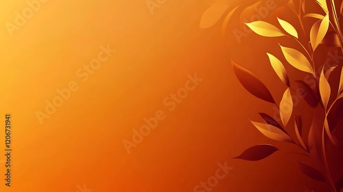Wallpaper Mural Golden Leaves Against An Orange Background Torontodigital.ca
