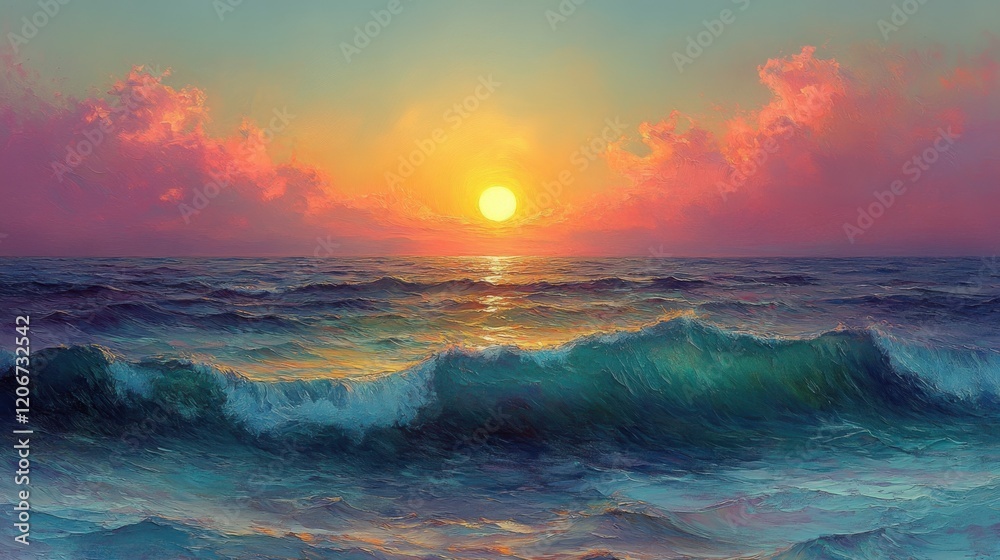 A serene and tranquil scene of the ocean at sunset, A serene and tranquil scene of the ocean at sunset,