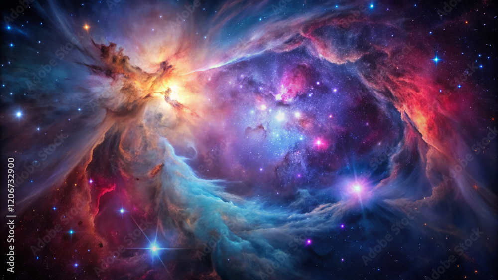 Fototapeta premium Stunning cosmic scene with vibrant colors and celestial formations