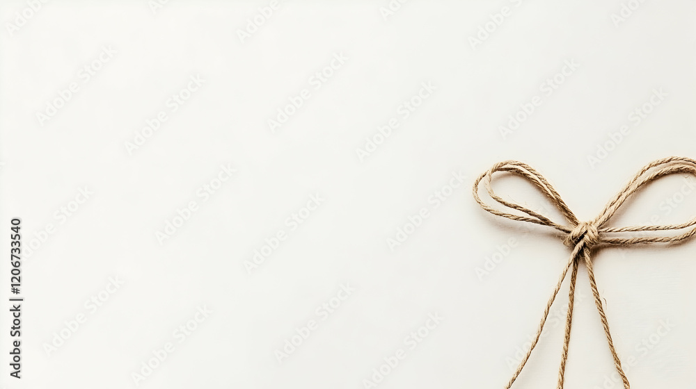 Simple twine bow on white background; ideal for minimalist designs or greeting cards Simple twine bow on white background; ideal for minimalist designs or greeting cards