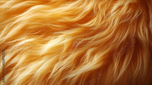 Close-up of soft and fluffy orange fur with wavy texture and warm tones. photo