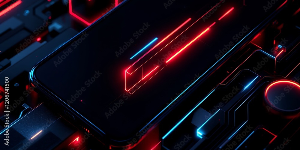 Obraz premium Neon Smartphone Technology Abstract Background Image