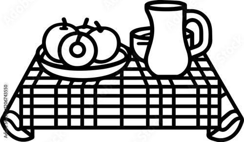 테이블 위의 피크닉 음식을 담은 간단한 그래픽