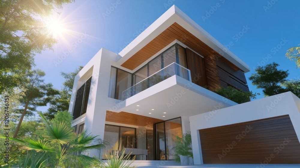 Fototapeta premium Modern House with Sunlight