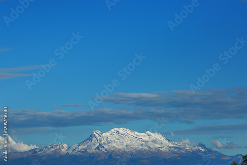 Iztaccihuatl Volcano seen from Mexico City during the winter season