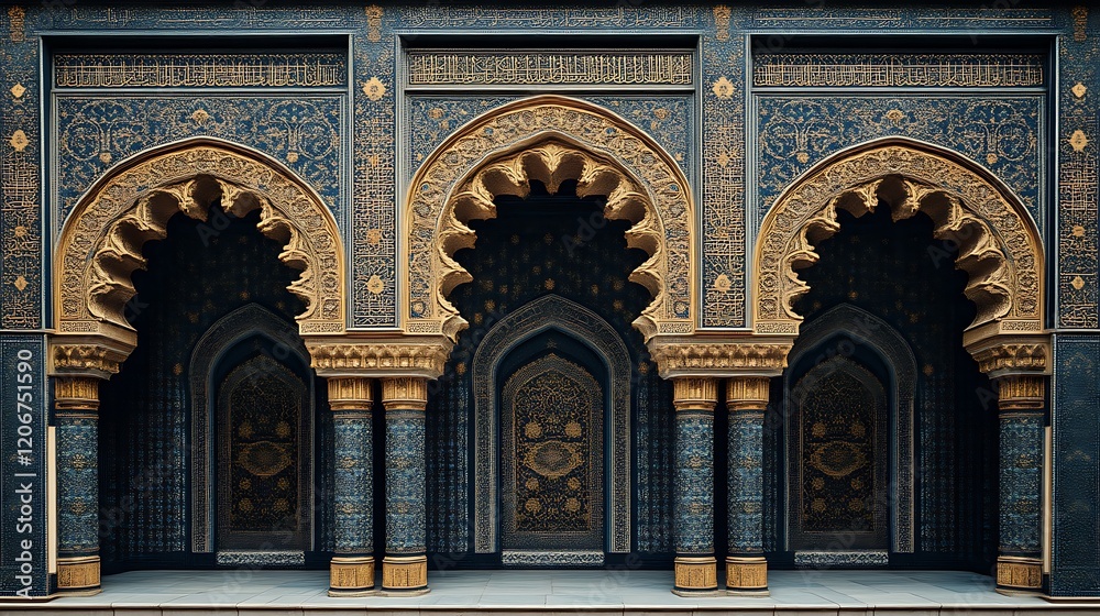Obraz premium Intricate Arabesque Architecture Featuring Three Grand Arches