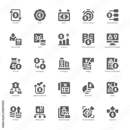 Budgeting Icon pack for your website, mobile, presentation, and logo design. Budgeting Icon glyph design. Vector graphics illustration and editable stroke.