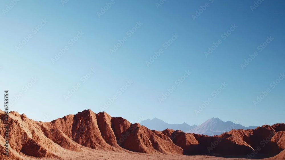 Naklejka premium Red Desert Mountains under a Clear Sky