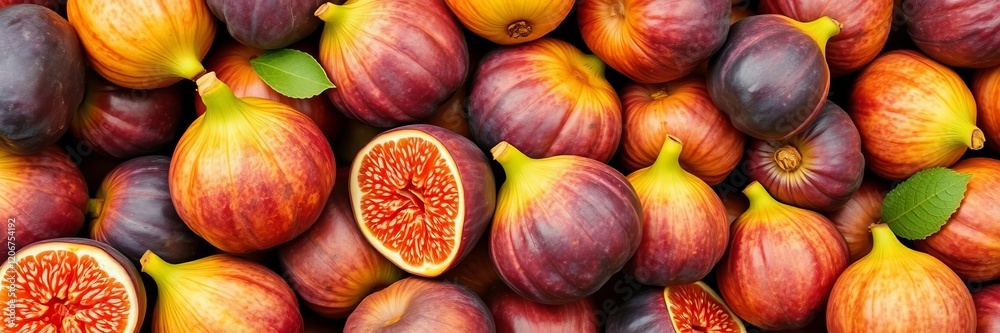 Vibrant and eye-catching pattern of fresh figs ready for harvest, healthy, summer, fresh Vibrant and eye-catching pattern of fresh figs ready for harvest, healthy, summer, fresh