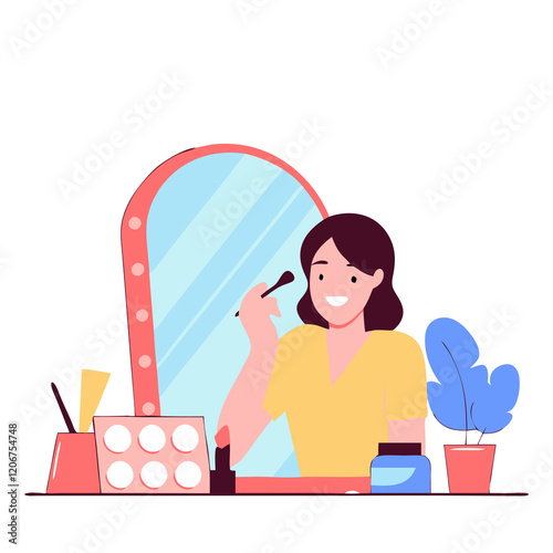 化粧をする女性