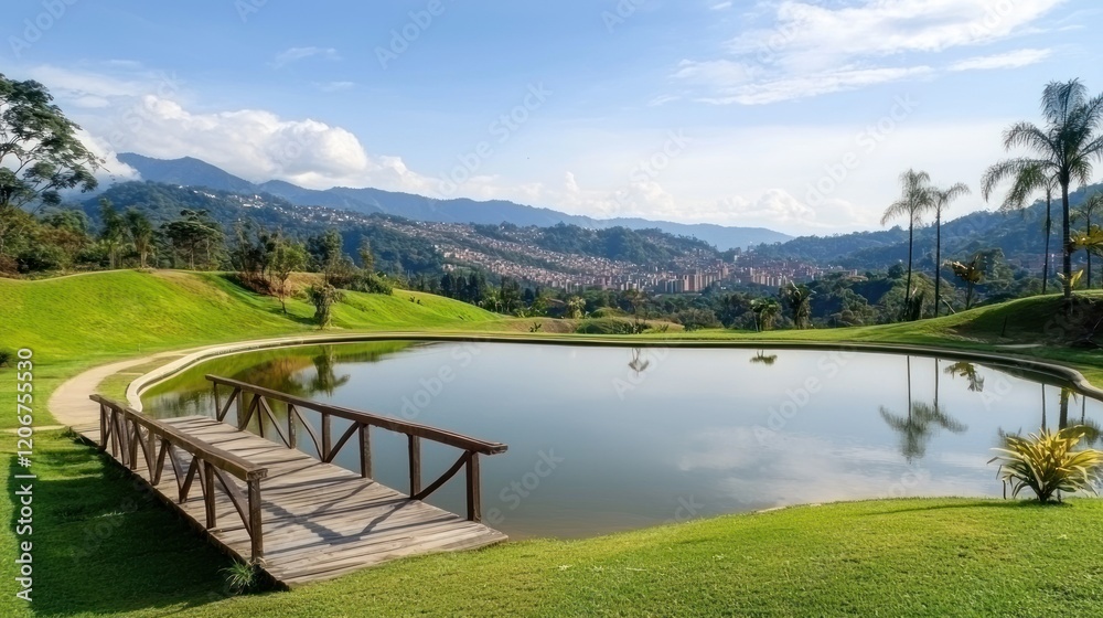 Serene Mountain Lake Landscape Serene Mountain Lake Landscape