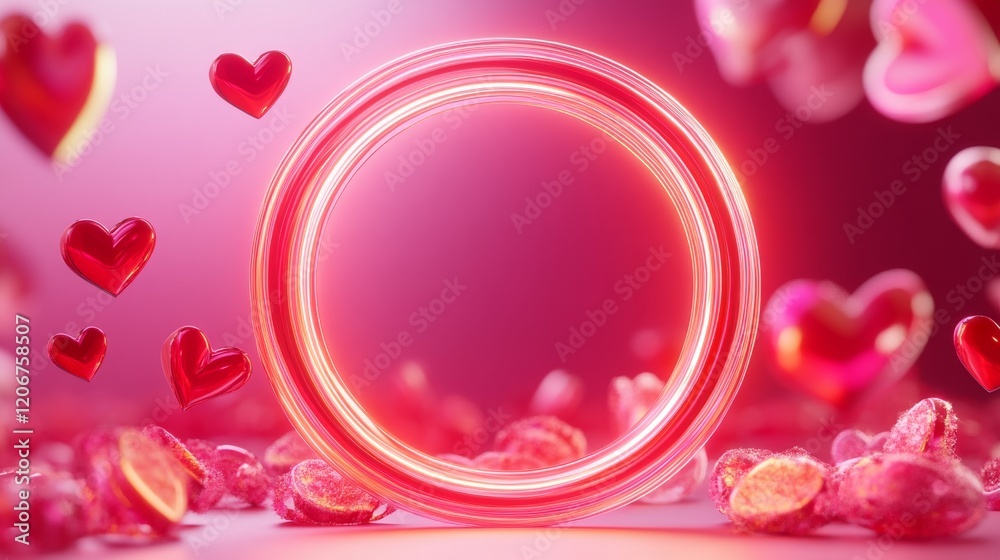 Fototapeta premium Valentine Day frame background. Valentine Day concept with copy space for text. Valentine Day background