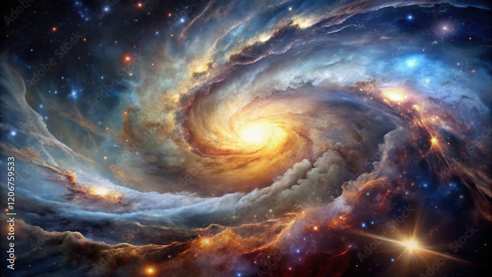 Fototapeta premium stunning cosmic swirl of colors and light in galaxy