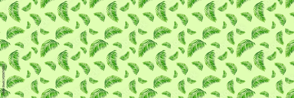 Semi realistic Seamless pattern of tea palm .Hand-drawn leaf pattern. Leaf isolated on white background. Spring, summer, autum season concept, Easter, nature . Design for card, print, and cover Semi realistic Seamless pattern of tea palm .Hand-drawn leaf pattern. Leaf isolated on white background. Spring, summer, autum season concept, Easter, nature . Design for card, print, and cover