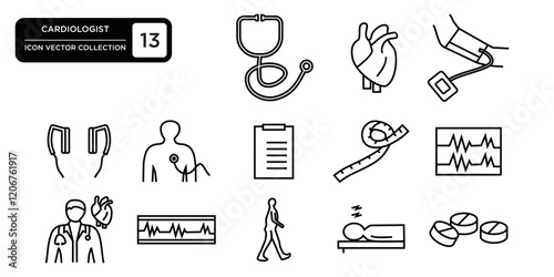 Cardiologist icon collection, editable and resizable vector icon templates