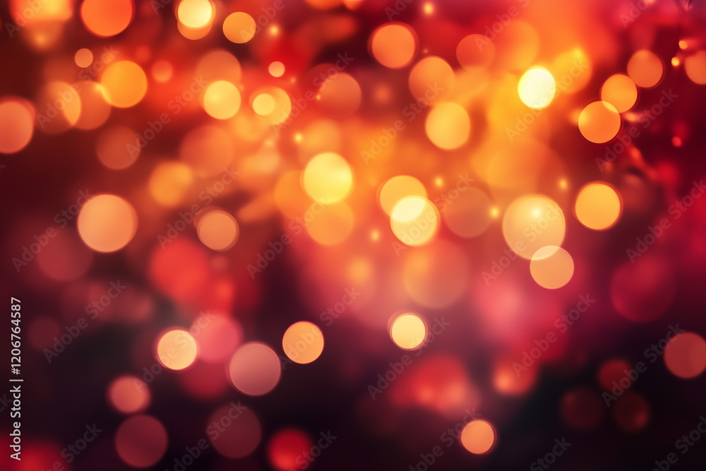 Obraz premium A dreamy backdrop with a romantic festive mood with a bokeh effect where red and orange illumination lights appear blurry.