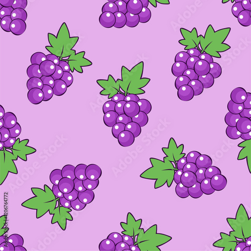 Seamless purple grape pattern design vector.