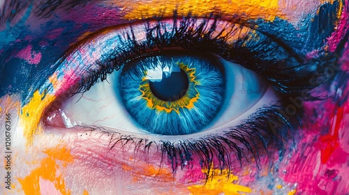 Vivid Eye Art Colorful Paint Makeup Abstract