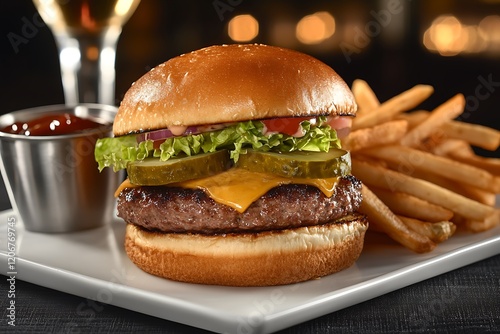 Juicy Burger and Crispy Fries photo