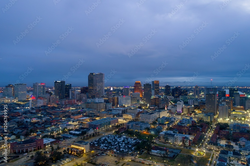 Obraz premium New Orleans city skyline at night