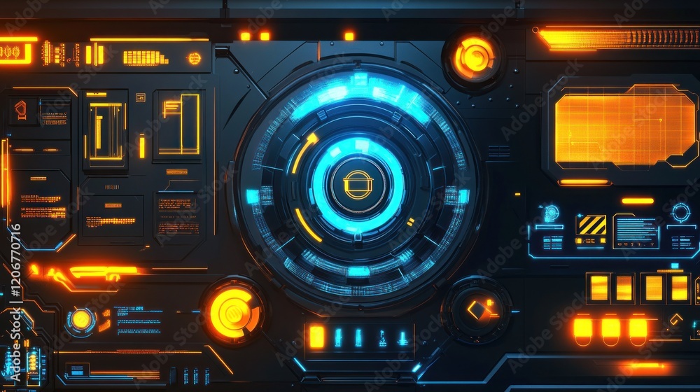 Obraz premium Futuristic Control Panel with Glowing Interface