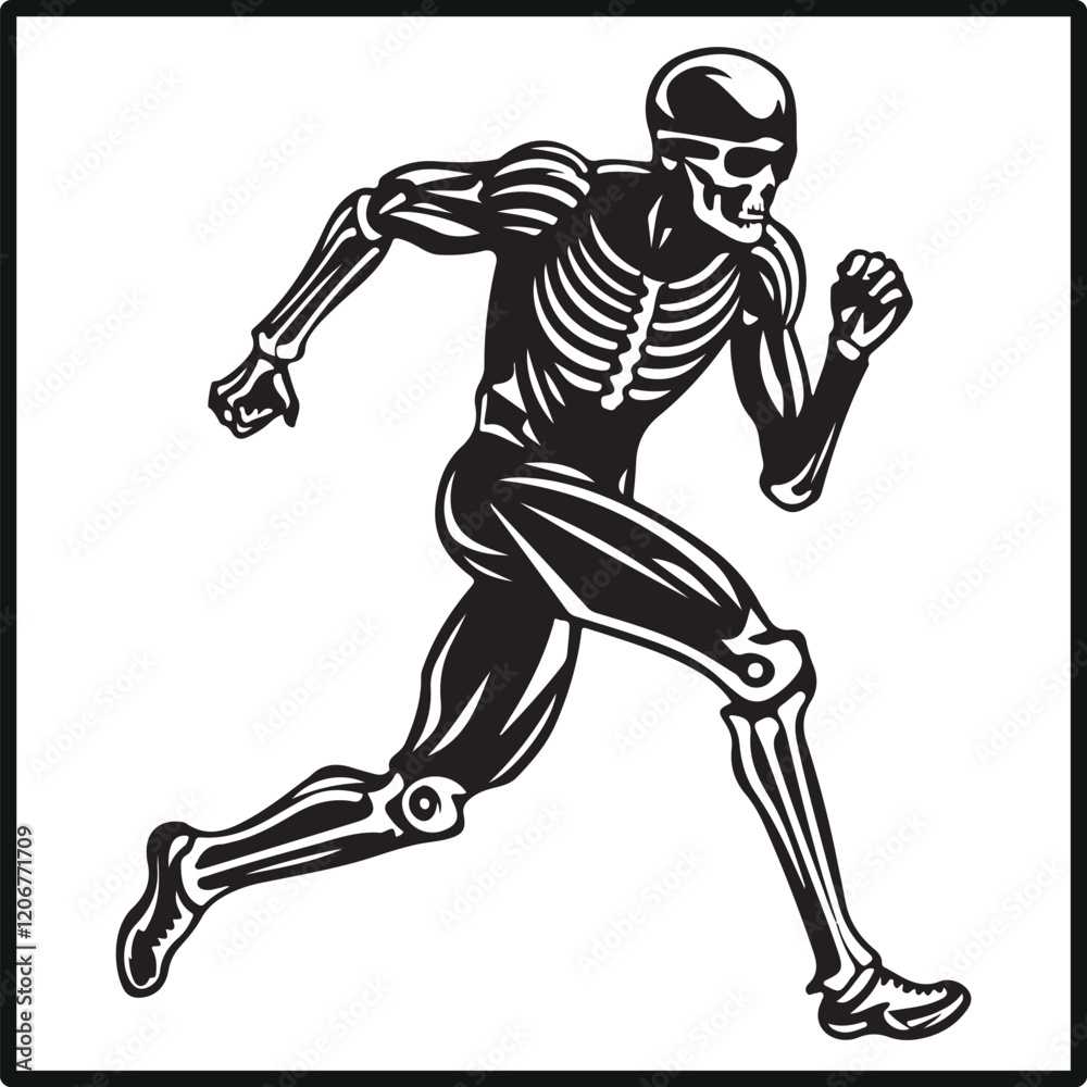 Obraz premium Skeleton Racing Athlete Silhouette