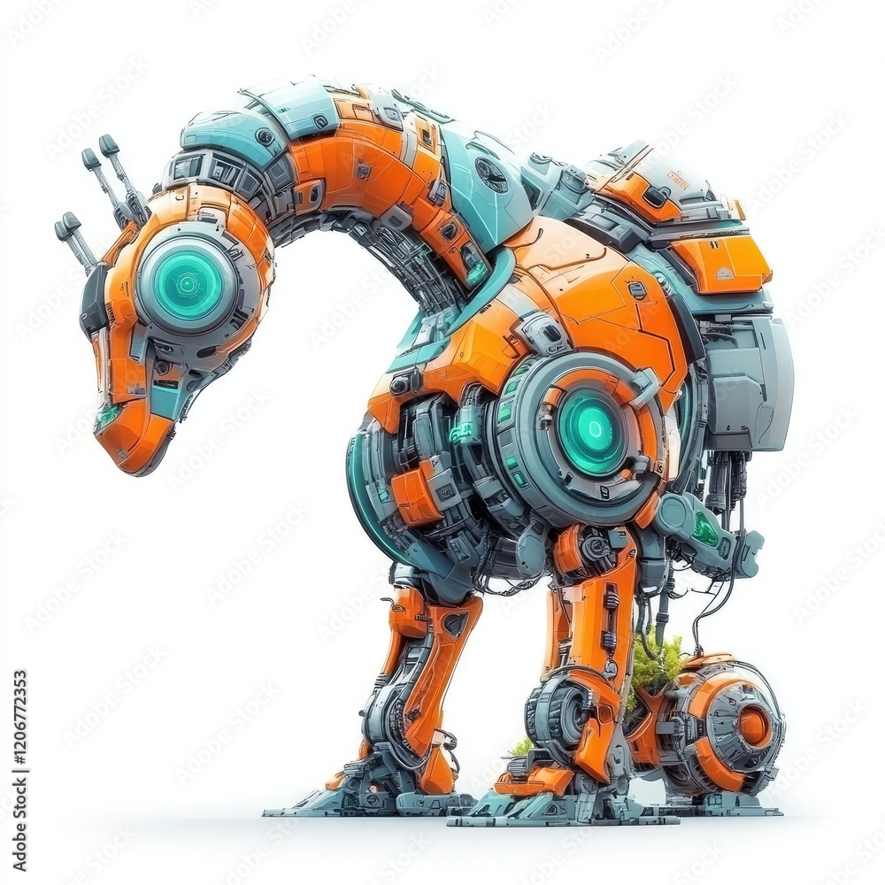 Futuristic robotic creature with intricate mechanical details and vibrant orange and gray color scheme, symbolizing advanced technology and design. Futuristic robotic creature with intricate mechanical details and vibrant orange and gray color scheme, symbolizing advanced technology and design.