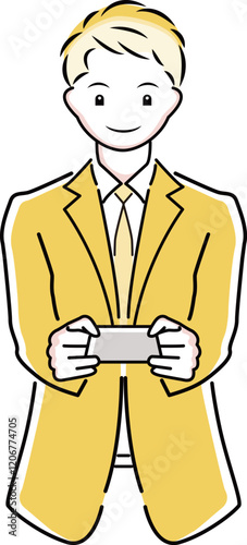 名刺を差し出すビジネスマンのイラスト