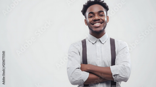 Confident Young Male Employee in Suspenders photo