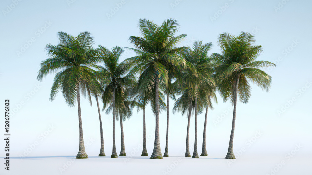 Obraz premium Palm trees isolated on a light blue sky background
