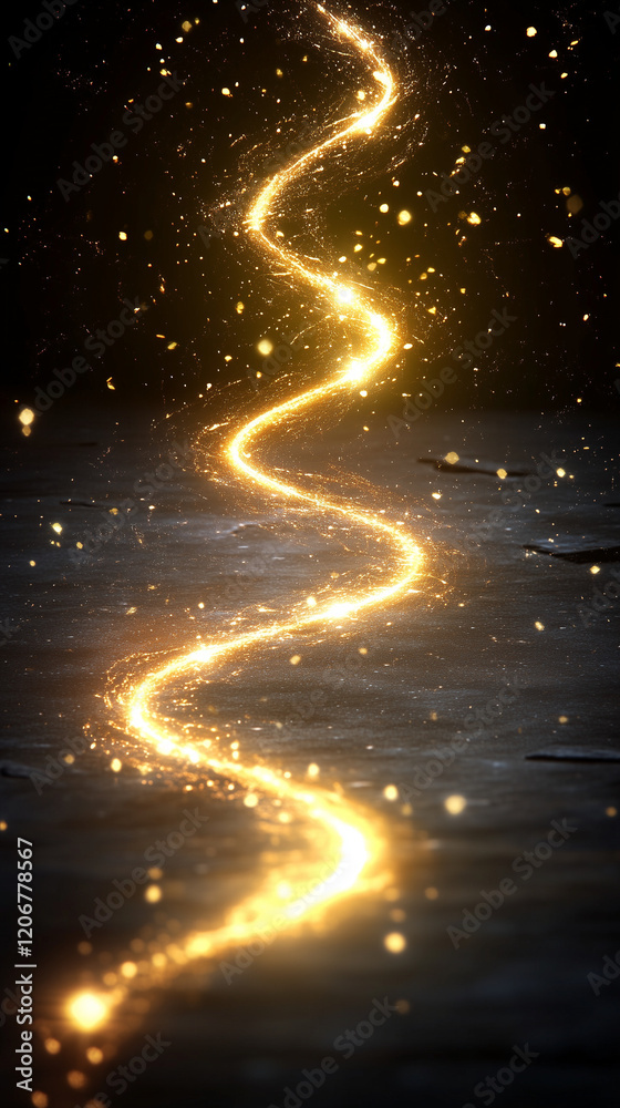 Obraz premium Golden Swirl Light Texture with Radiant Beam for Photo and Video Editing