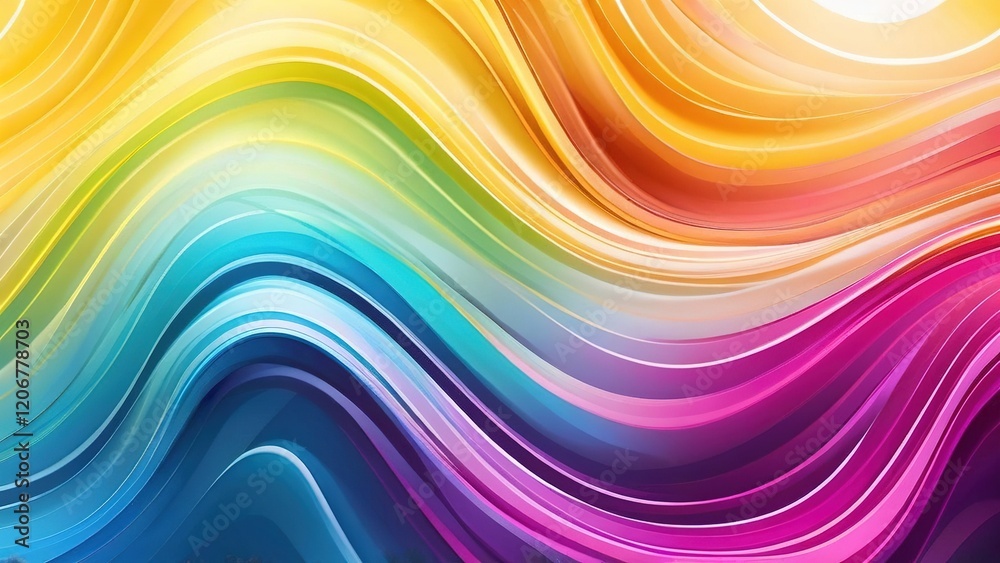 Obraz premium Colorful abstract wavy background, vibrant rainbow hues, fluid motion design, ideal for website banners