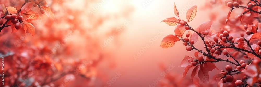 Autumnal Serenity: A Breathtaking Panorama of Red Leaves and Berries Autumnal Serenity: A Breathtaking Panorama of Red Leaves and Berries