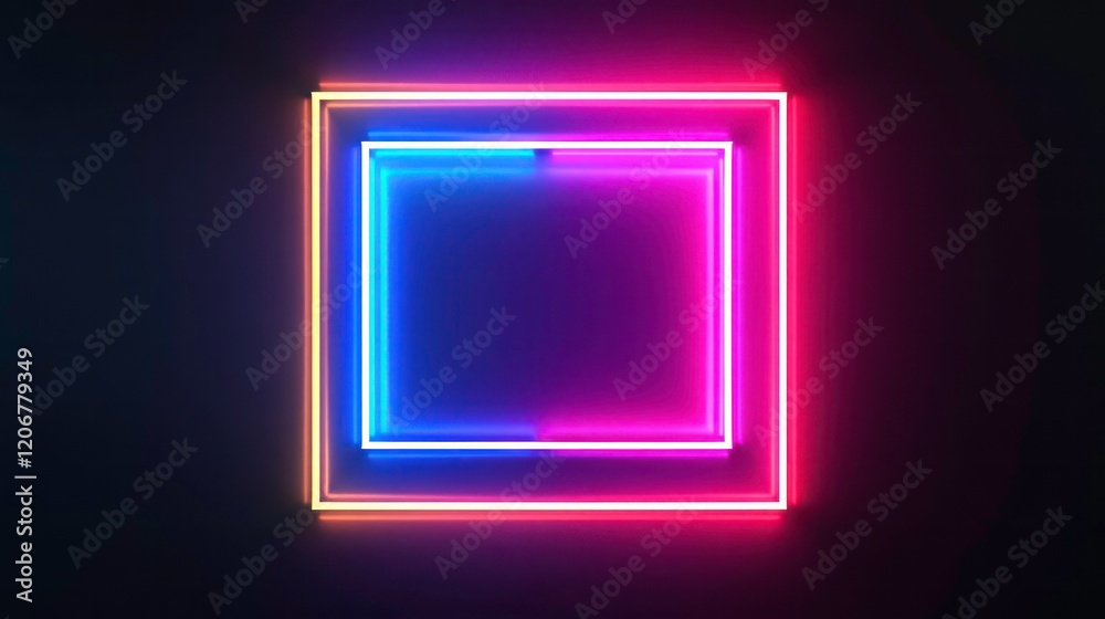 Vibrant Neon Square Art, a strikingly detailed and luminous square illuminated by RGB backlight against a deep black backdrop. Vibrant Neon Square Art, a strikingly detailed and luminous square illuminated by RGB backlight against a deep black backdrop.