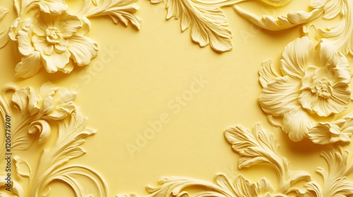 Wallpaper Mural Yellow Floral Plaster Frame Design Background Torontodigital.ca