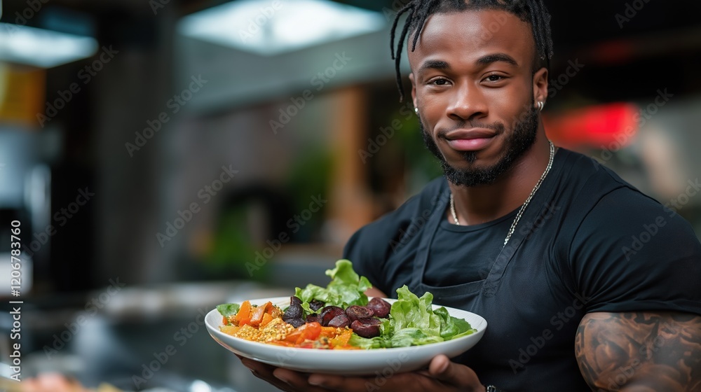 Chef preparing fresh salad in modern restaurant culinary art vibrant atmosphere close-up view healthy lifestyle Chef preparing fresh salad in modern restaurant culinary art vibrant atmosphere close-up view healthy lifestyle