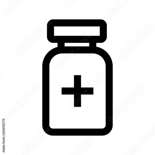 medicine bottle icon vector illustration, pictogram isolated on white background. color editable