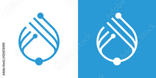 Water drop Logo vector Linear. Water drop line art logo and technology. template, icon, creative, vector logo, illustration, simple.