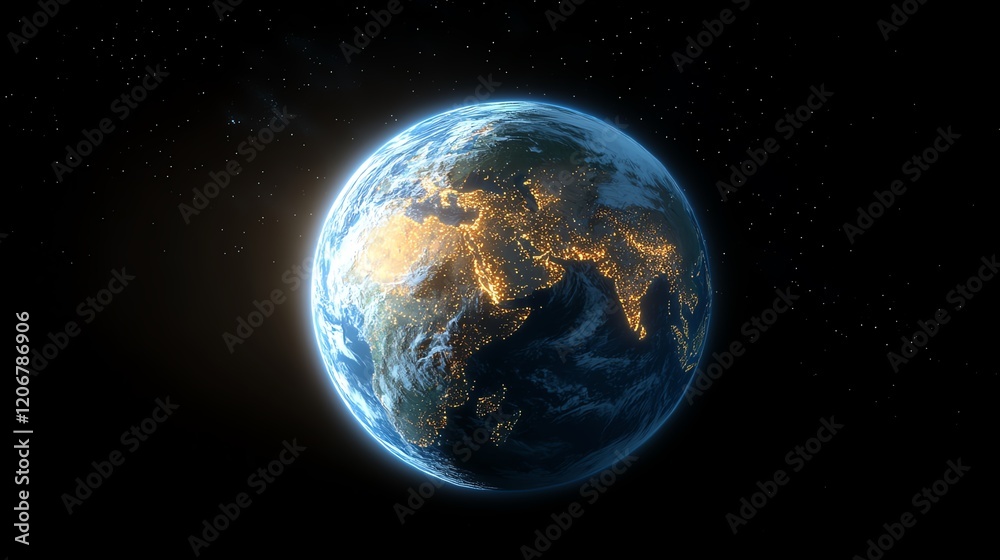 Planet Earth viewed from space at night. Planet Earth viewed from space at night.