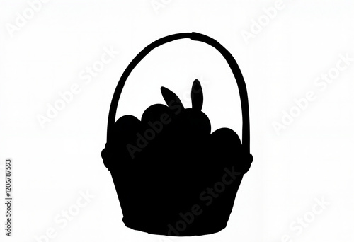 Easter egg basket silhouette against white background, festive symbolism
