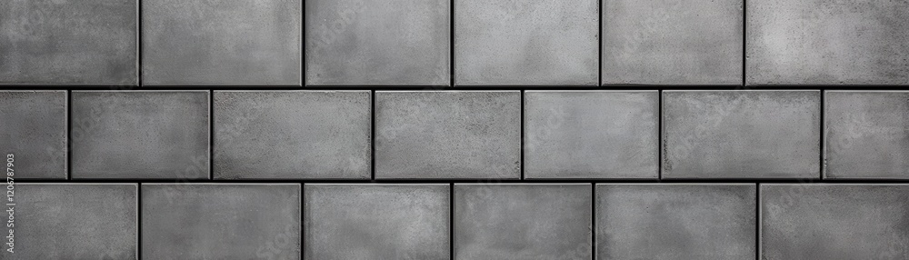 Naklejka premium A textured wall made of uniform gray bricks, creating a modern and minimalist aesthetic.