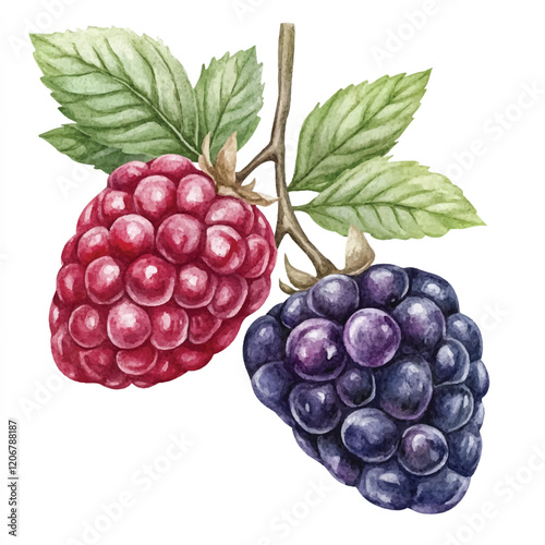 Yumberry fruit watercolor clipart illustration