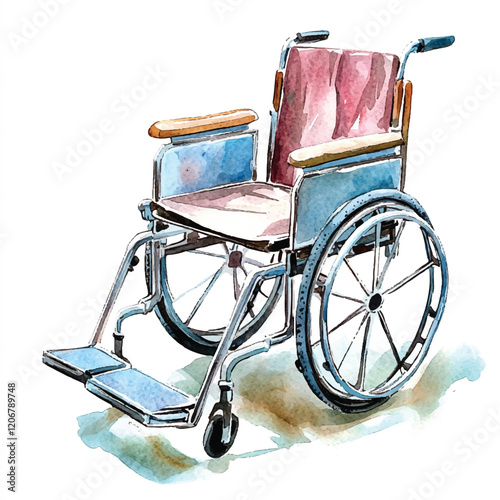 Wheelchair watercolor clipart illustration 