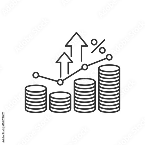 Inflation line icon. Money tax rate sign. Financial interest symbol. Quality design element. Linear style inflation icon. Editable stroke. Vector
