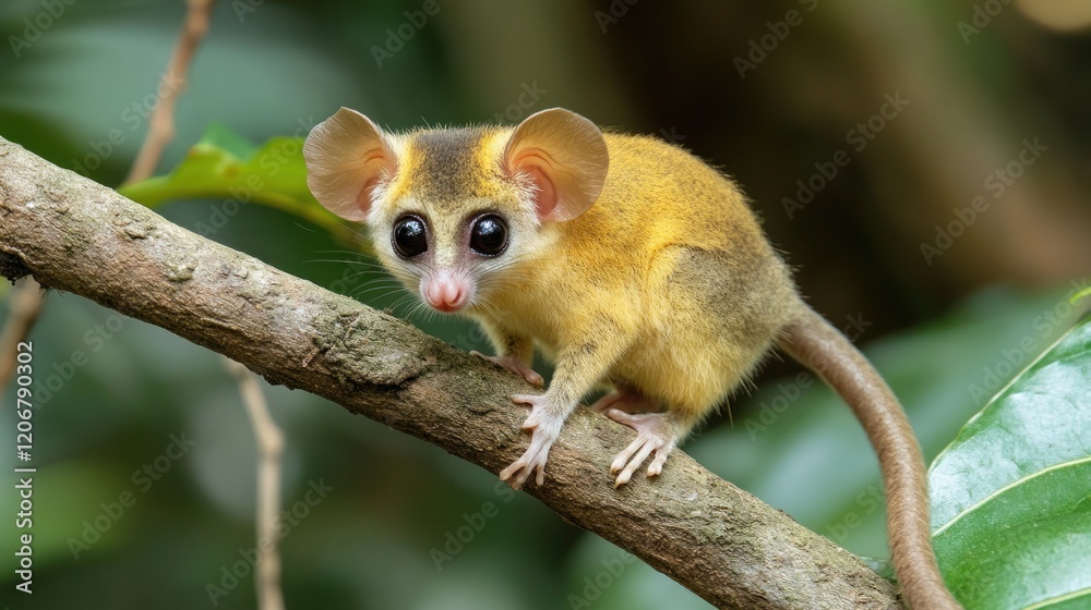 Fototapeta premium Cute Olinguito on a Branch